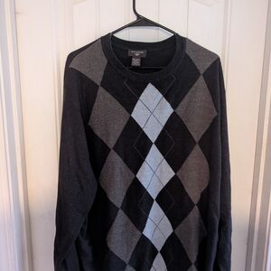 Dockers Men's Crewneck Argyle Sweater - Black and Gray